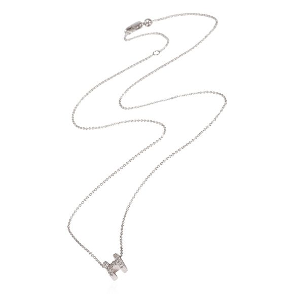 Roberto Coin Love Letter H Diamond Pendant in 18k White Gold 0.06 CTW - Picture 3 of 3